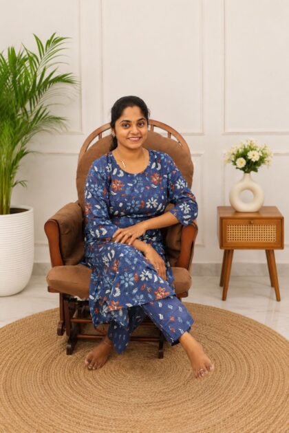 Cotton Co-ord Set Blue FLoral