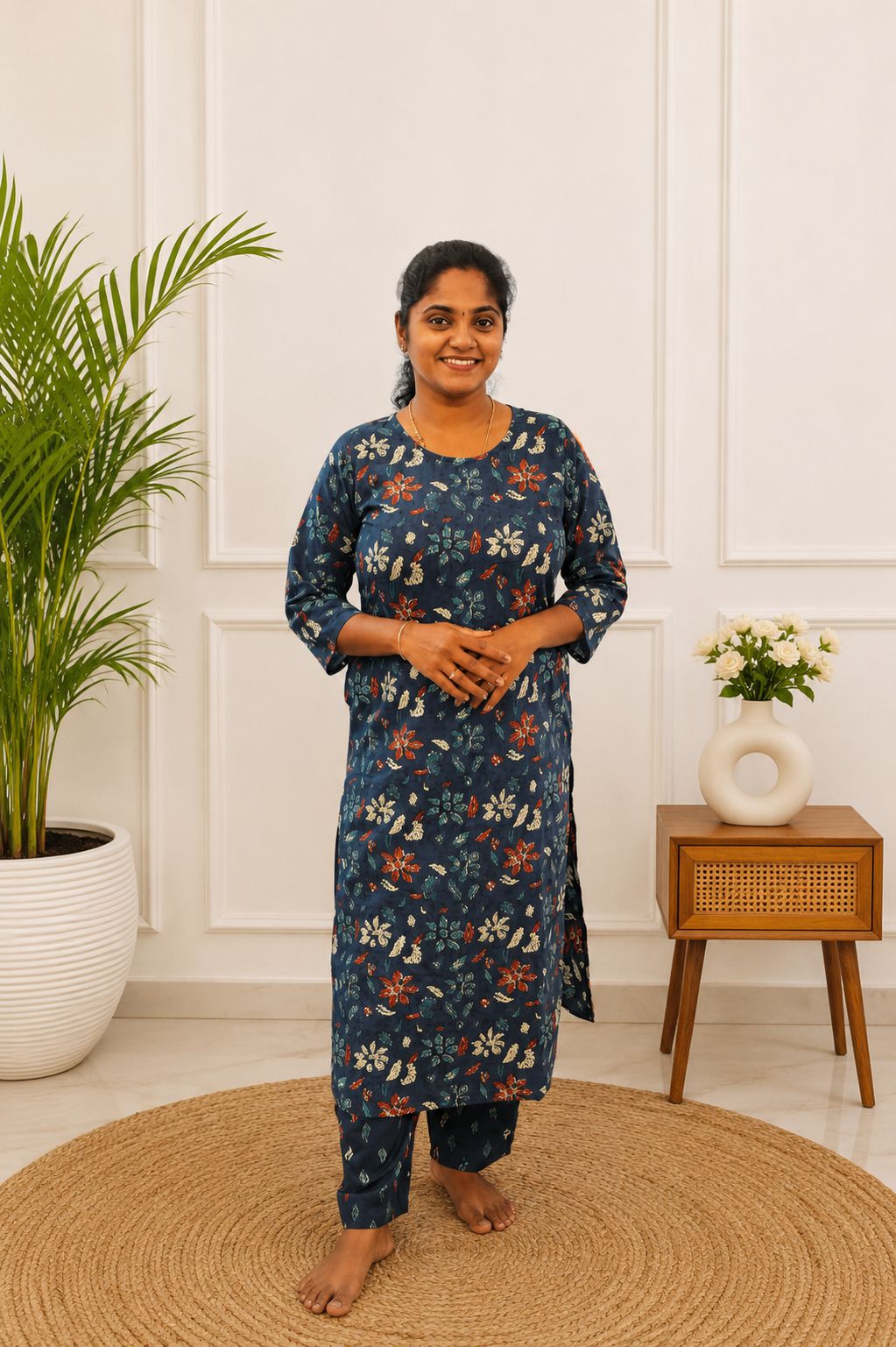 Cotton Co-ord Set Blue FLoral - Image 2