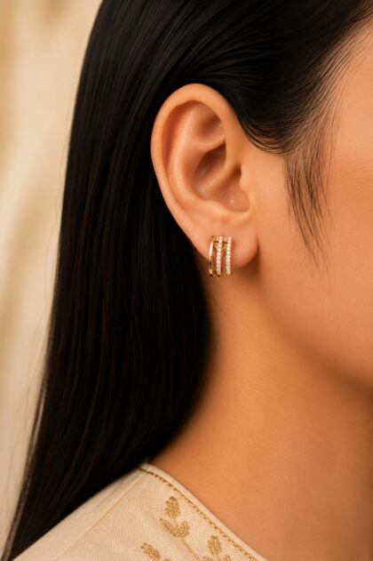 Dual Row Stud Earrings