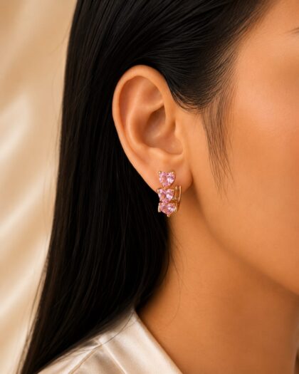 Hoops Crystal Heart Drop Earrings