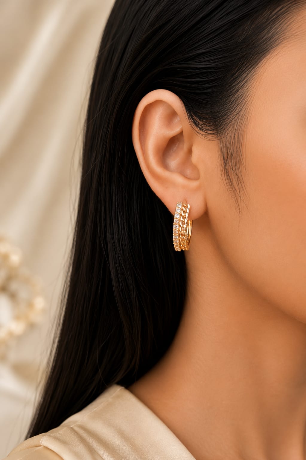 Gold Plated Stud Hoop Earrings