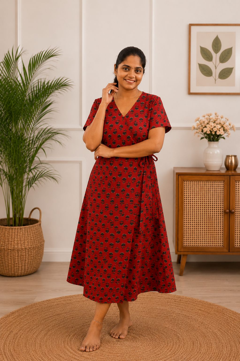 Wrap Pattern Nightdress Red - Image 3