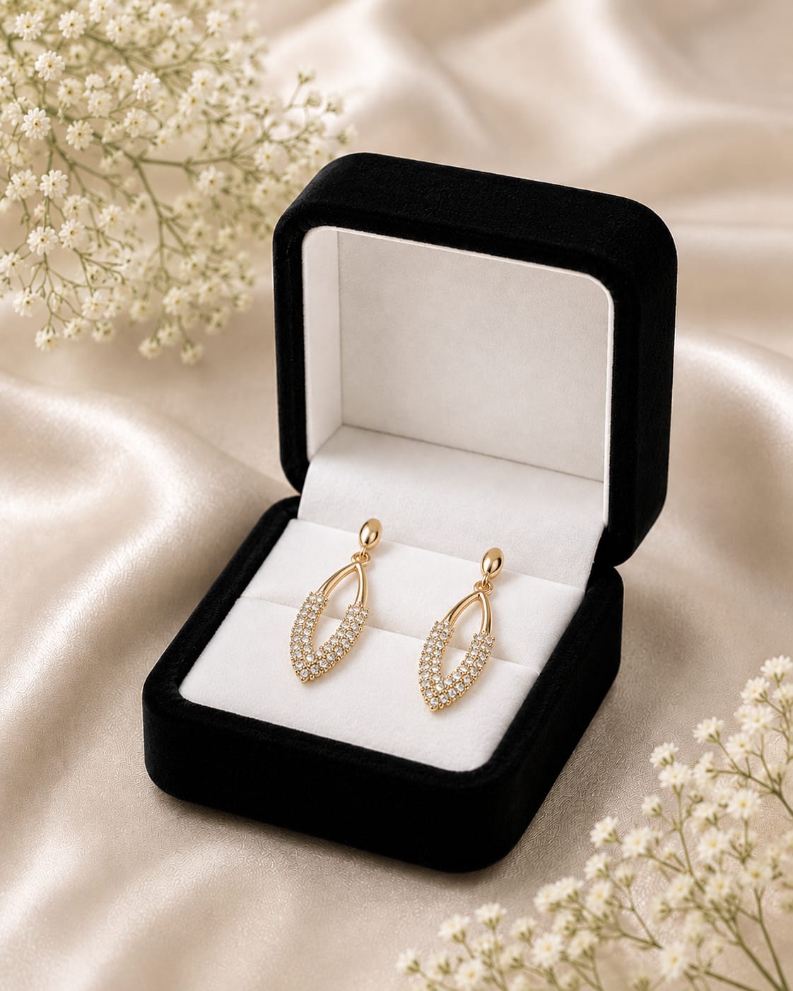 Pave Oval Stud Earrings - Image 2