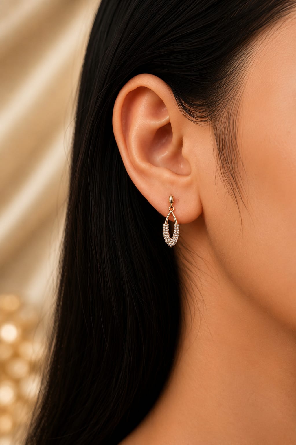 Pave Oval Stud Earrings