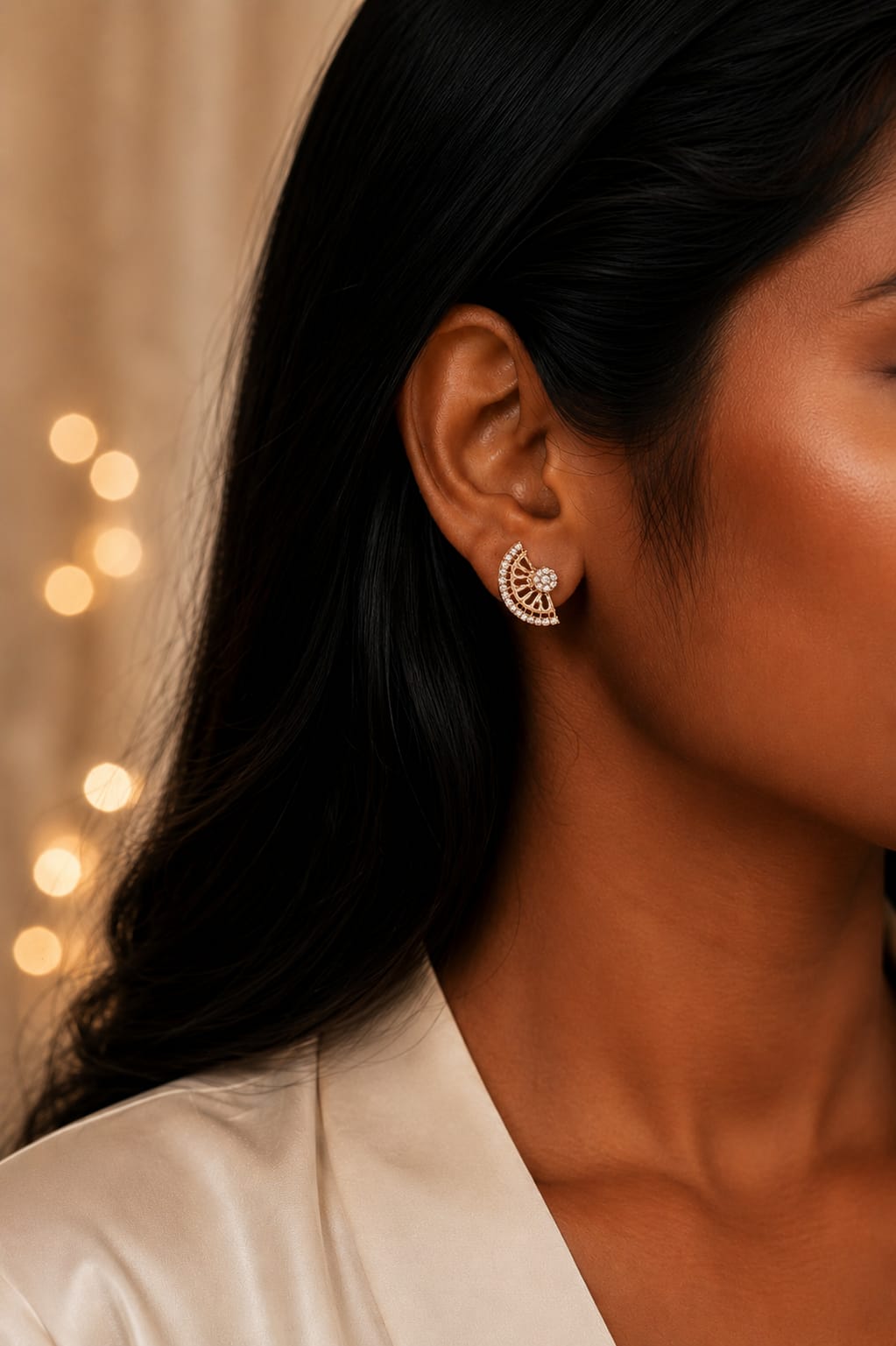 Half Moon Stud Earrings - Image 2