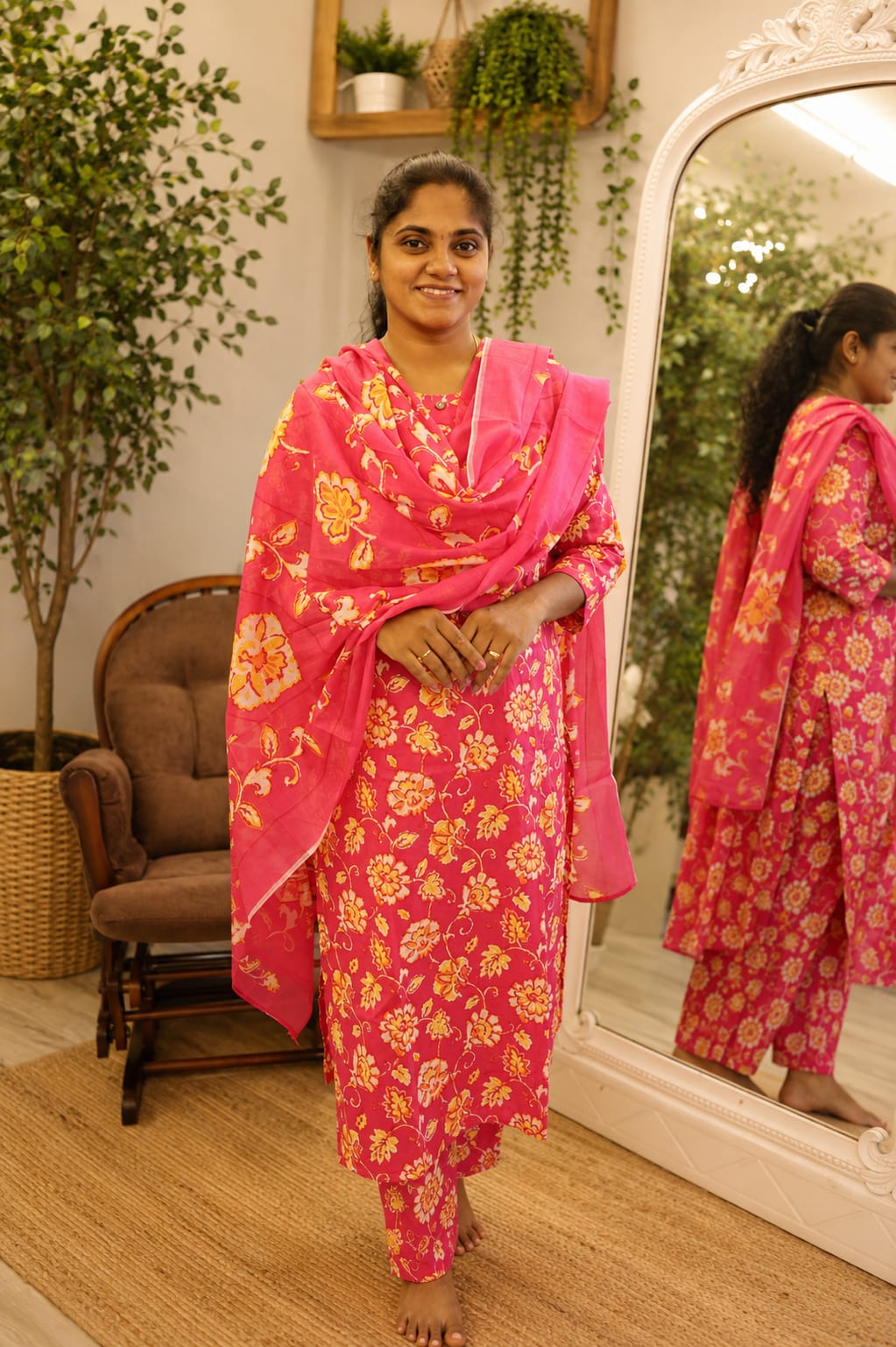 Pure Cotton Salwar Set Rani Pink