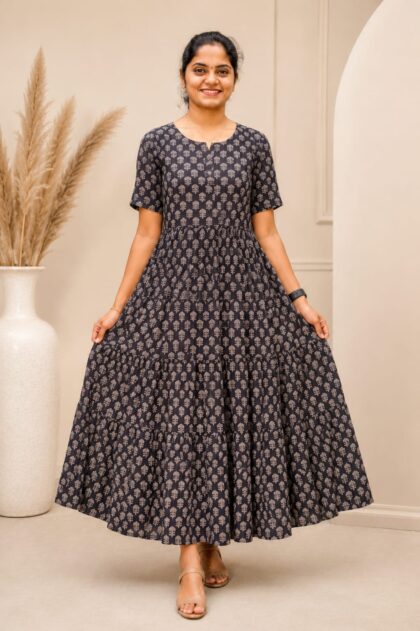 Pure Cotton Breathable Frock Black