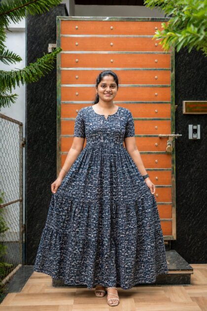 Pure Cotton Breathable Frock Navyblue