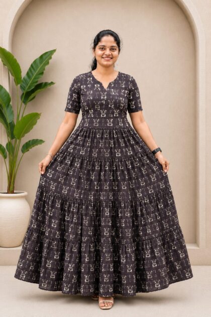 Pure Cotton Breathable Frock Brown