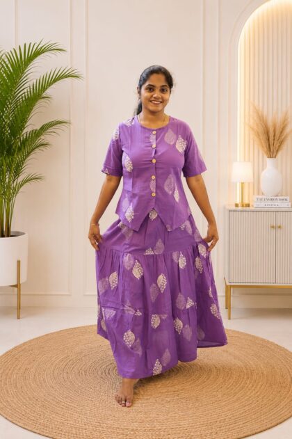 Cotton Skirt And Top Lavender