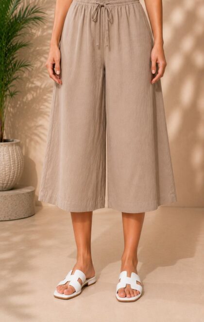 Cotton Capri Pants Brown