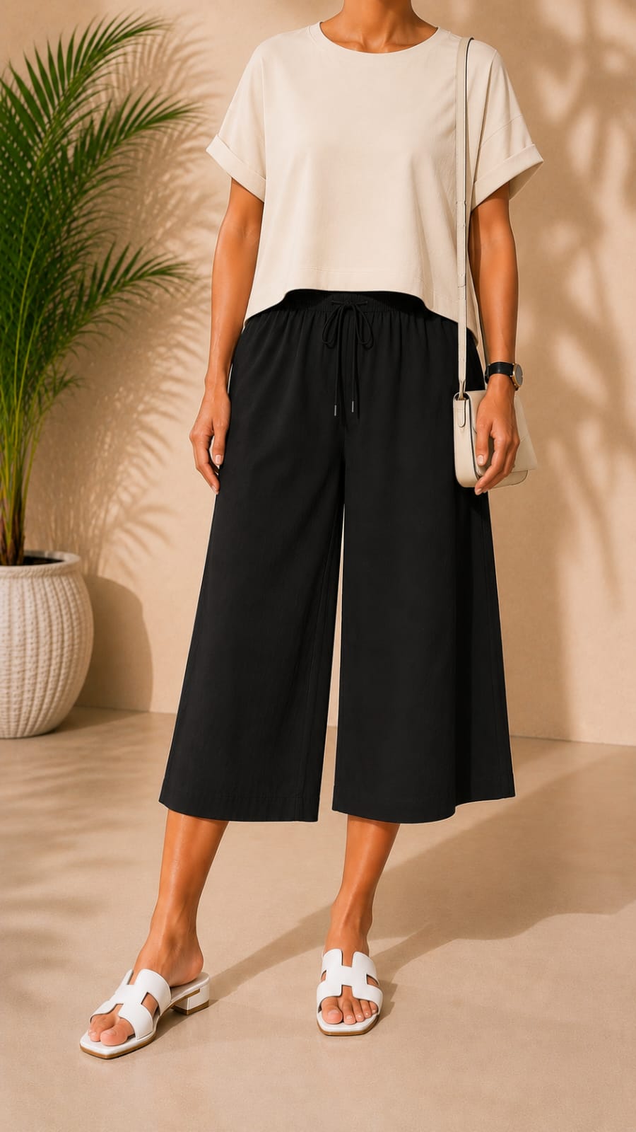 Cotton Capric Pants Black - Image 2