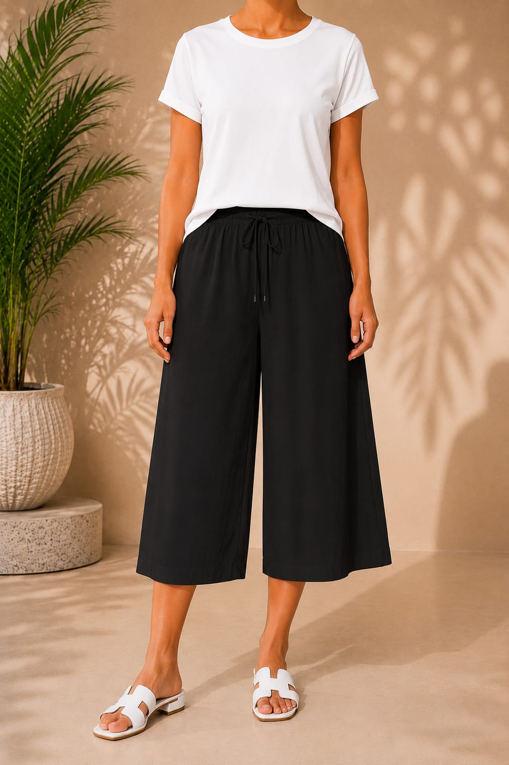 Cotton Capric Pants Black - Image 3