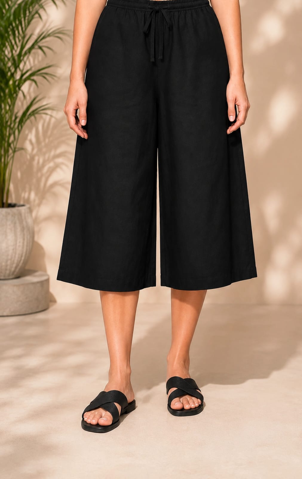 Cotton Capric Pants Black