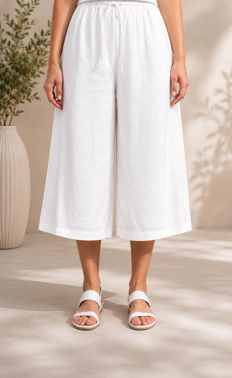 Cotton Capri Pants White