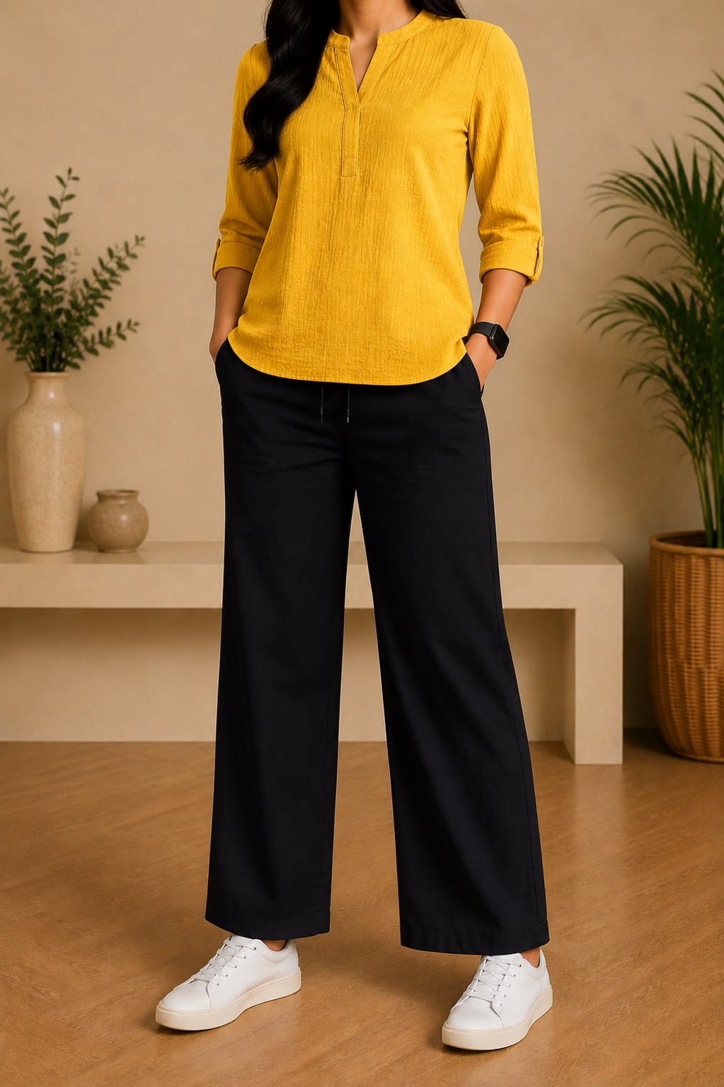 New Kaadi Strechable Pants Black - Image 3