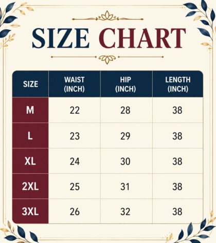 New Kaadi Strechable Pants Size Chart