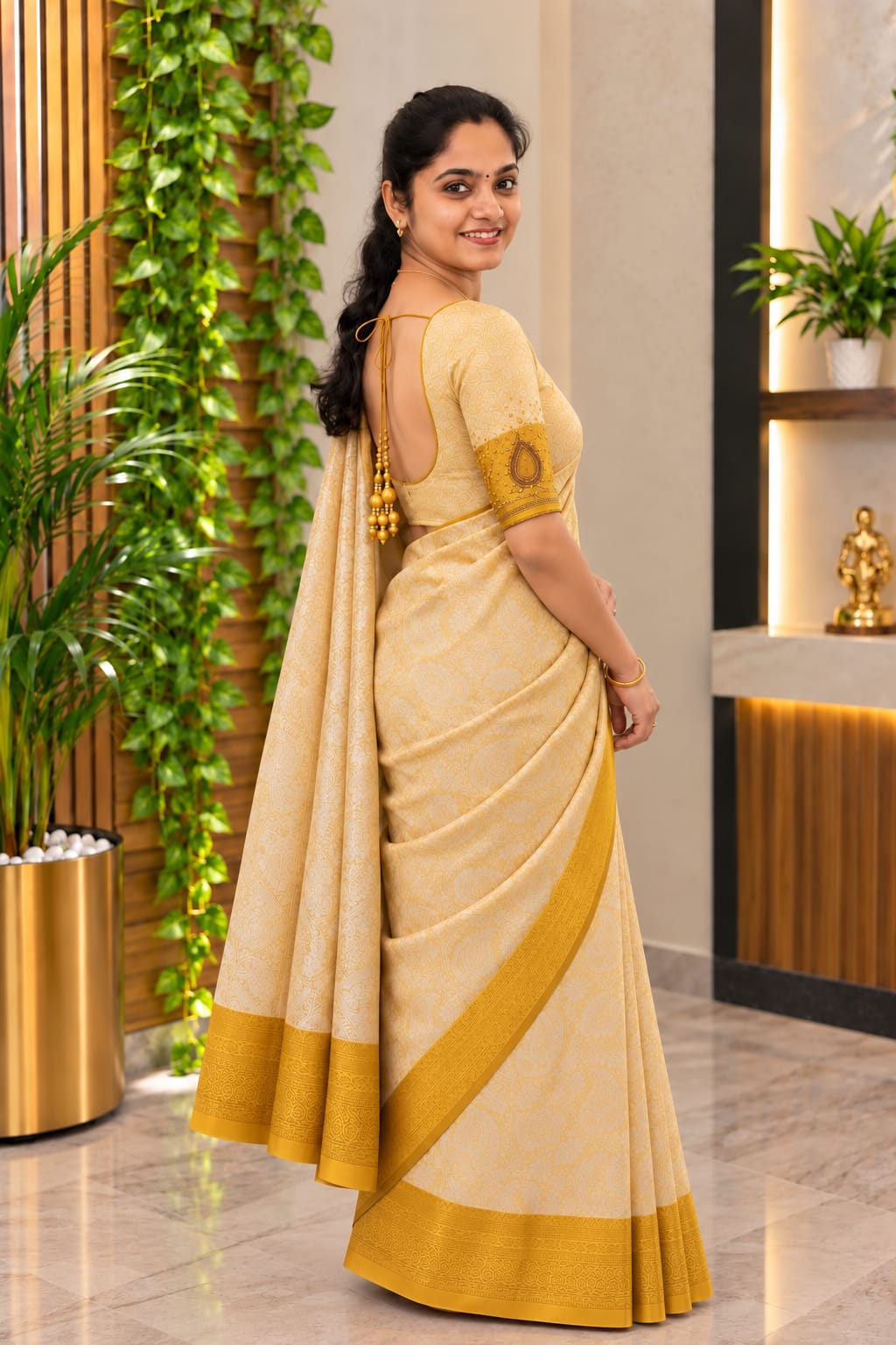 Neeta Ambani Inspired Saree Golden - Image 2