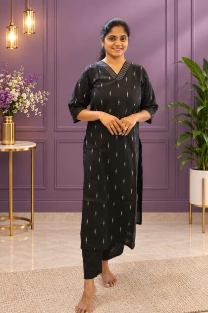 Elegant Cotton Co-ord Set Black