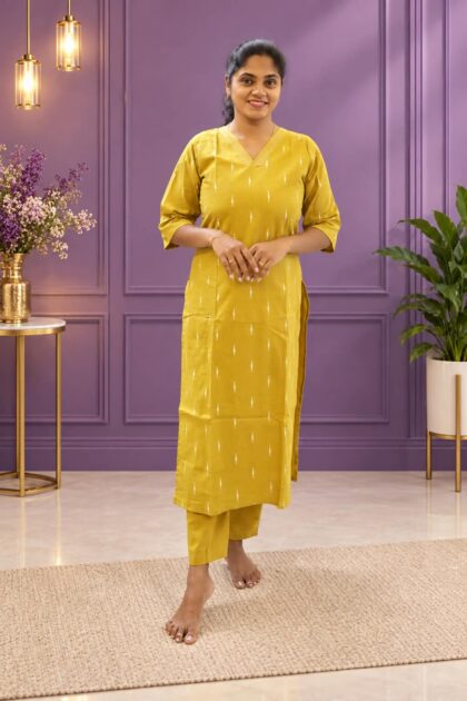 Elegant Cotton Co-ord Set Yellow
