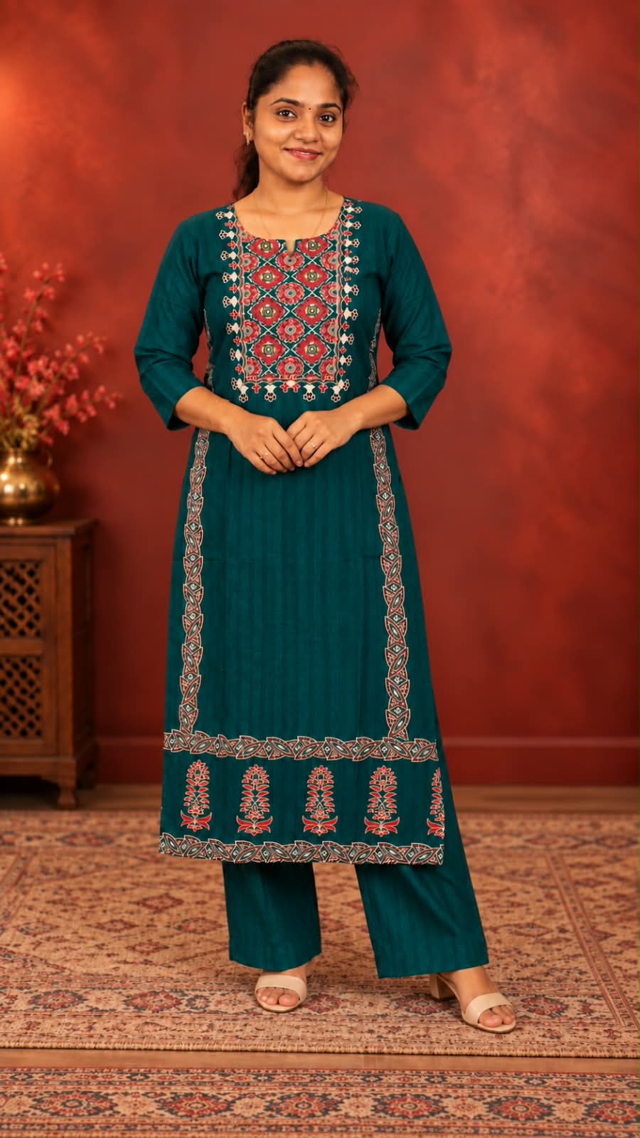 Mirror Pure Cotton Salwar Set Green - Image 2