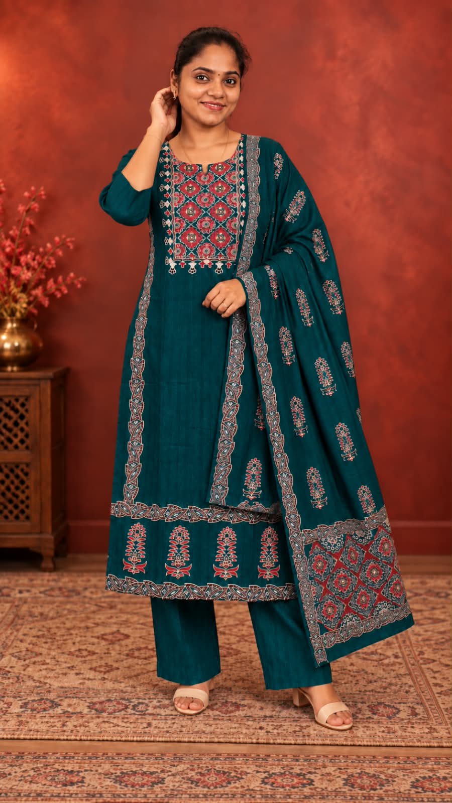 Mirror Pure Cotton Salwar Set Green - Image 3