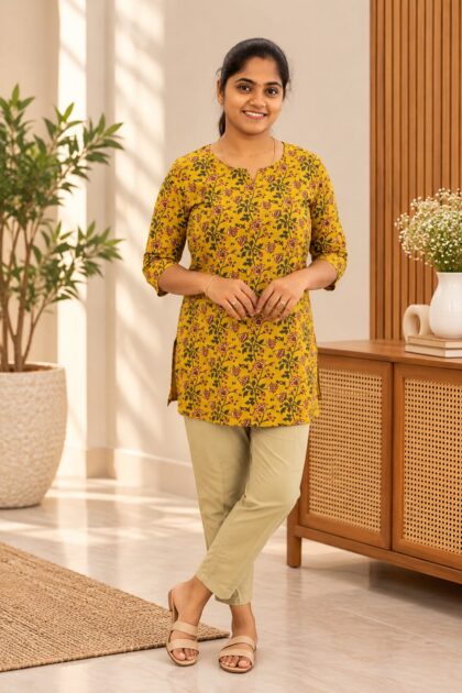 Stylish Short Top Mustard Yellow