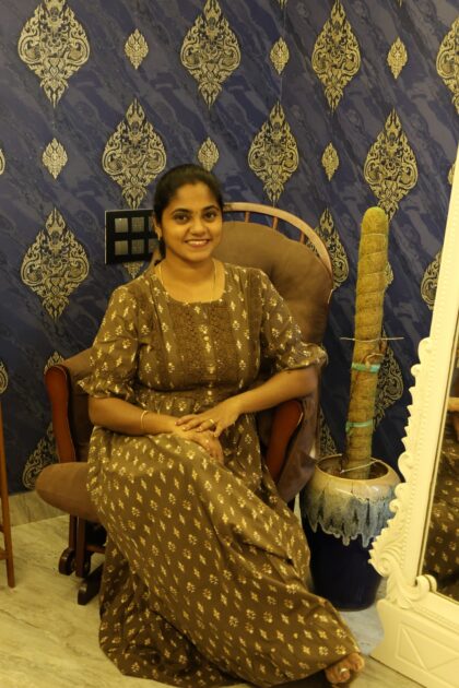 Cotton Lace Work Nighty Brown