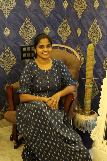 Cotton Lace Work Nighty Navy Blue